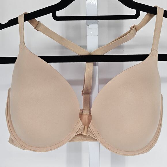 Pink by Victorias Secret Sz 34DD Front Clasp Wear Everywhere Push Up Bra Beige - Picture 1 of 5